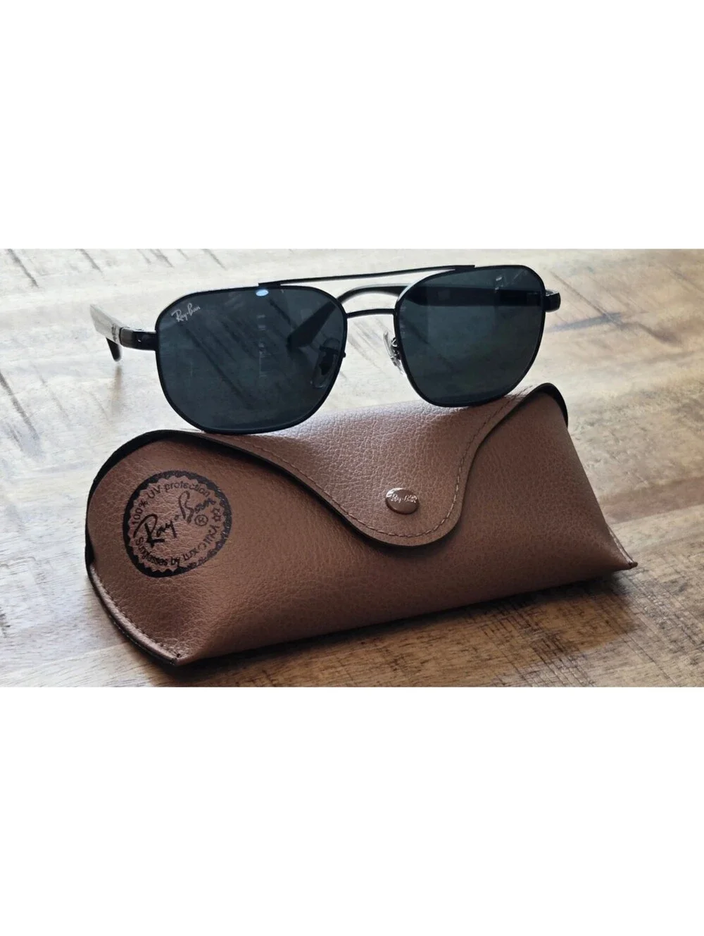 Ray-Ban RB3693 002/B1 Black Square Navigator Sunglasses 56mm, NEW ITALY w/ Case